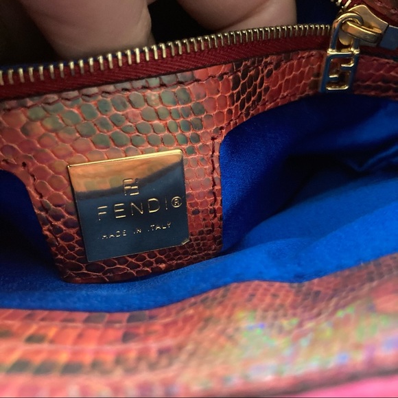 AUTH FENDI VINTAGE TAPESTRY FLORAL BEADED TEXTURED JEWELED SNAKE MINI TOTE BAG!! - Picture 13 of 14